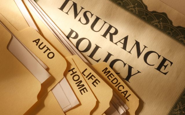Different insurance policies are categorized into a folder including the fees and payments