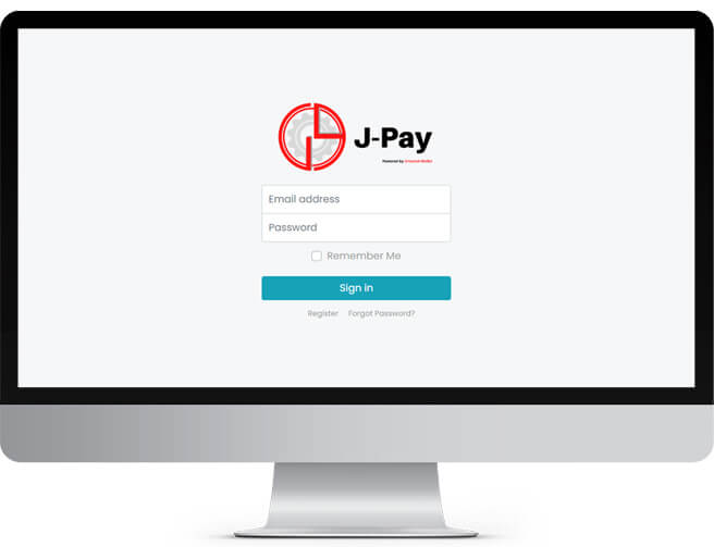 The user interface of J-Pay during the sign-in process